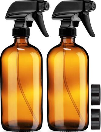  Bontip Glass Spray Bottle, Amber Bottle Set & Accessories for  Non-toxic Window Cleaners Aromatherapy Facial Hydration Watering Flowers  Hair Care (2 Pack/16oz) (Amber) : Beauty & Personal Care